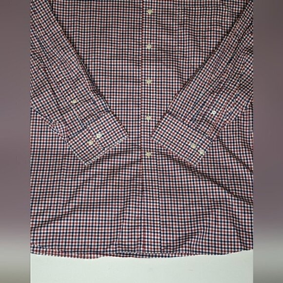 Tommy Hilfiger Men Regular Fit Stretch Dress Shirt SZ 18 34-35 CHECKER BLUE RED - Picture 4 of 10